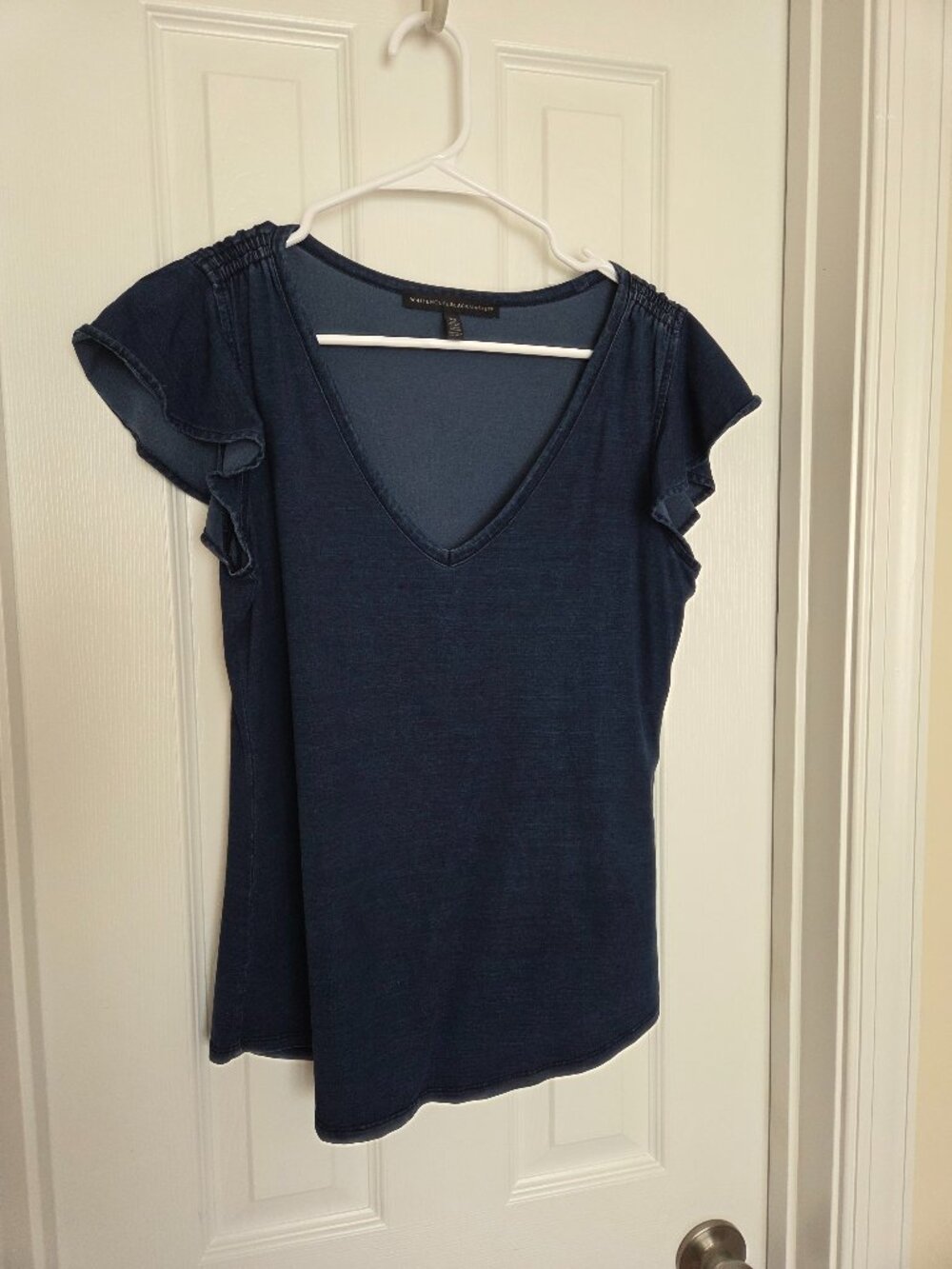 WHBM Blue Chambray Glamgetter Tee, Size XS